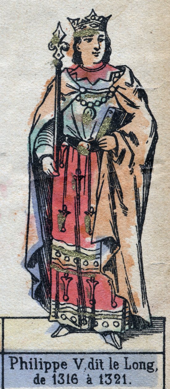 Portrait of Philip V of France, dit Philippe le Long (1291-1322) (dynasty of the Capetians). Illustration late 19th century. av French School