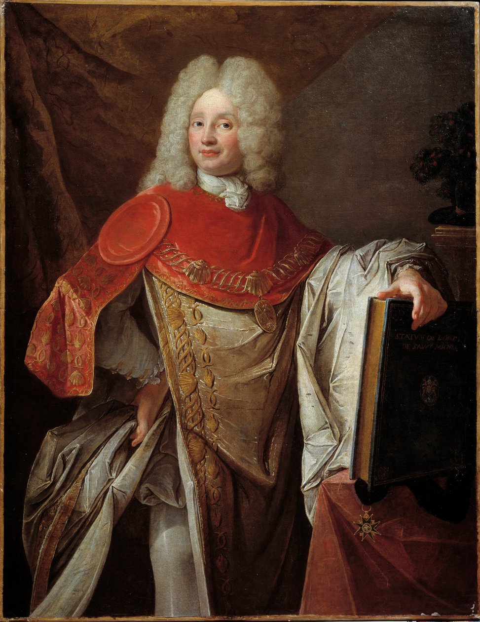 Portrett av Philippe Joseph Perrotin de Barmond, ridder av Saint Michael i fullt drakt av den franske skoles malerorden. 1720 søn. 1,33x1,03 m Paris, Legion of Honor Museum - Portrett av Philippe Joseph Perrotin av Barmond, Chevalier de av French School