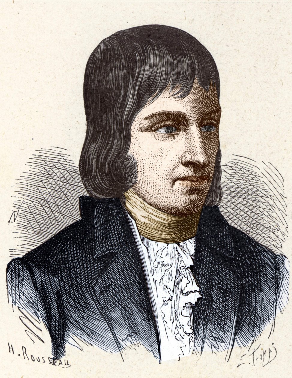 Portrett av Philippe Lebon (1769 - 1804), fransk ingeniør og kjemiker (oppfinner av gassbelysning) - i "" Album de la Science; berømte vitenskapsmenn; Store funn""" 1896. av French School