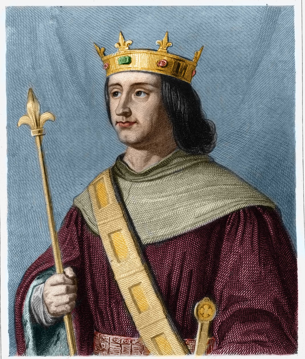 Portrait of Philippe VI de Valois (1294 - 1350), King of France - in “” Histoire des Francais”” by Lavallee, engraving, sd. av French School