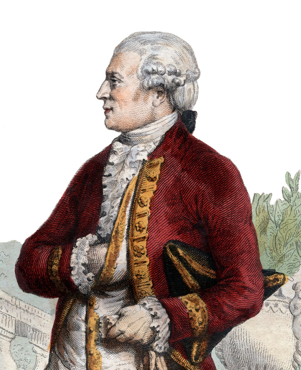 Portrett av Pierre Augustin Caron de Beaumarchais (1732-1799), fransk urmaker, oppfinner, musiker, diplomat og forfatter. av French School