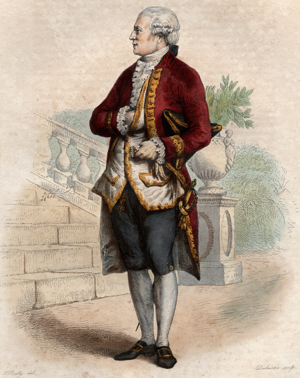 Portrett av Pierre Augustin Caron de Beaumarchais (1732-1799), fransk urmaker, oppfinner, musiker, diplomat og forfatter. av French School