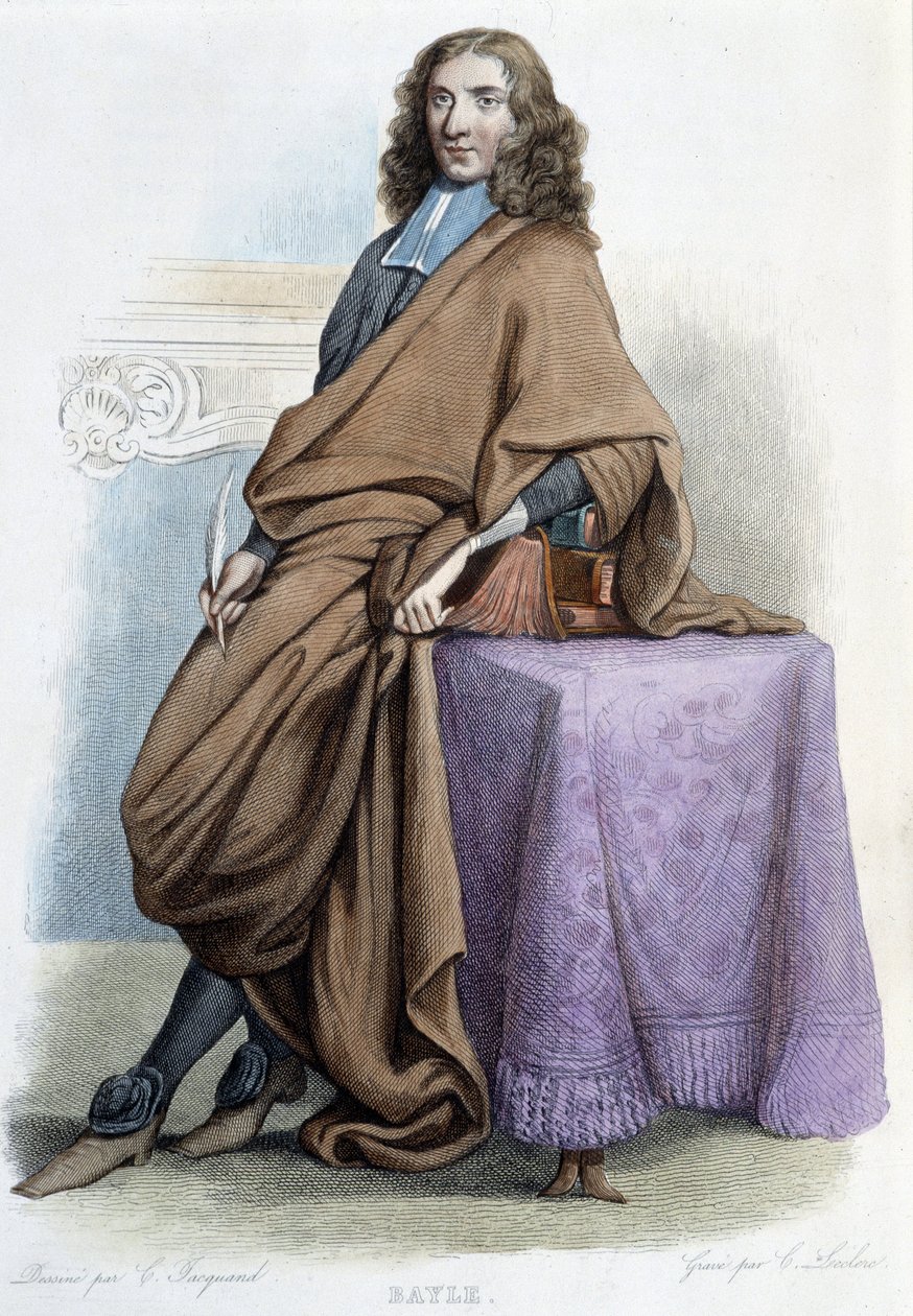 Portrett av Pierre Bayle, fransk filosof og forfatter (1647-1706) - i "" Le Plutarque francais", av Mennechet av French School