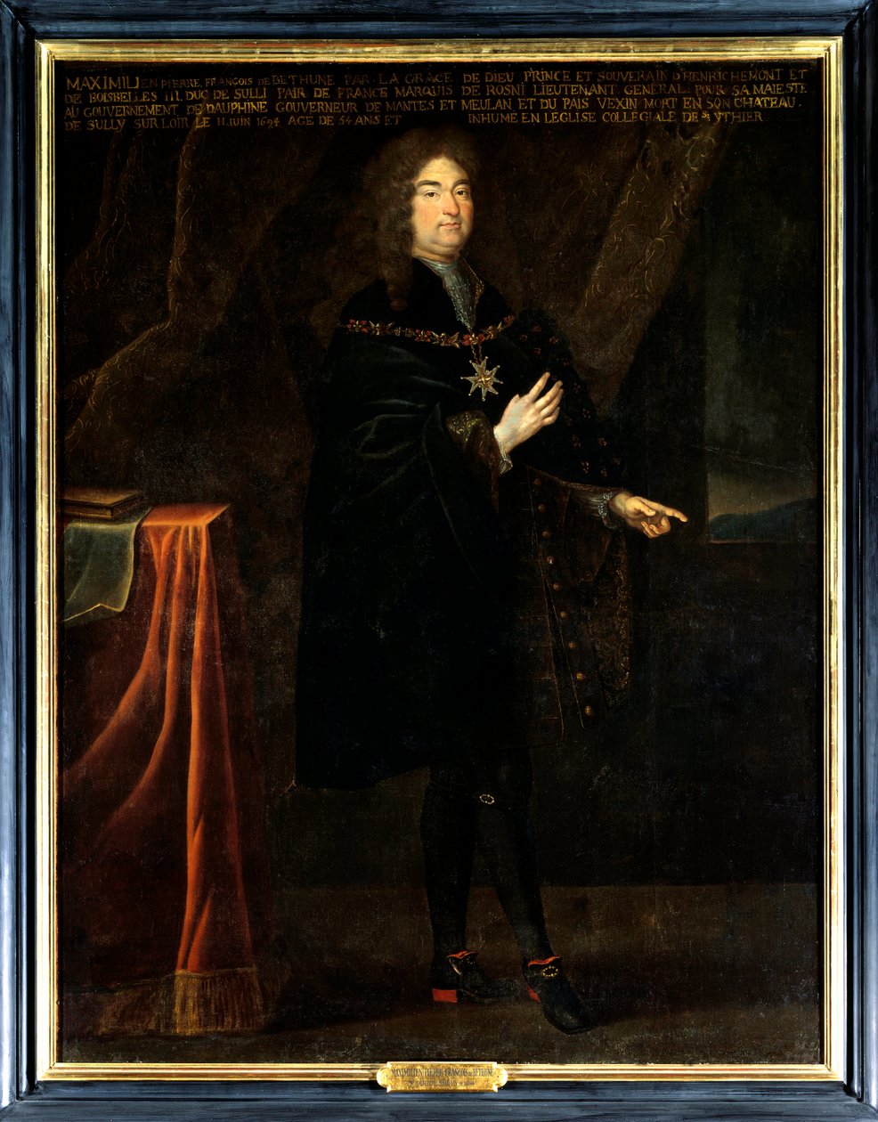Portrett av Pierre Francois Maximilian IV av Bethune, tredje hertug av Sully (1640-1694). Han har halskjedet med insigniene til Den Hellige Ånds Orden (Den Hellige Ånds Orden). Anonymt maleri fra 1600-tallet. Olje på lerret. Obligatorisk omtale: av French School