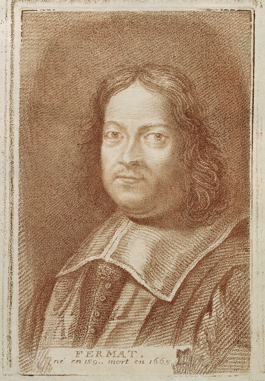 Portrett av Pierre de Fermat (1601-1665) fra Histoire des Mathematiciens av Alexandre Saverien, midten av 1700-tallet av French School