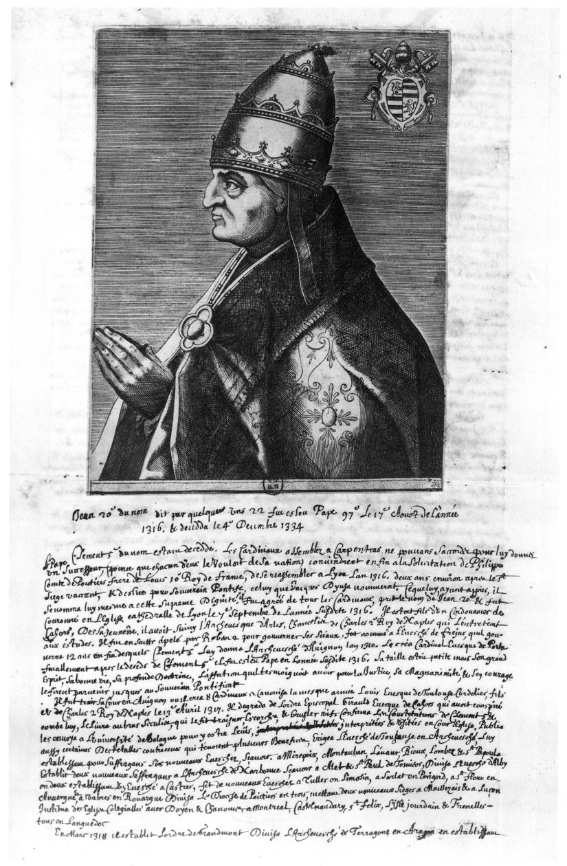 Portrett av pave Johannes XXII (1244-1334) av French School