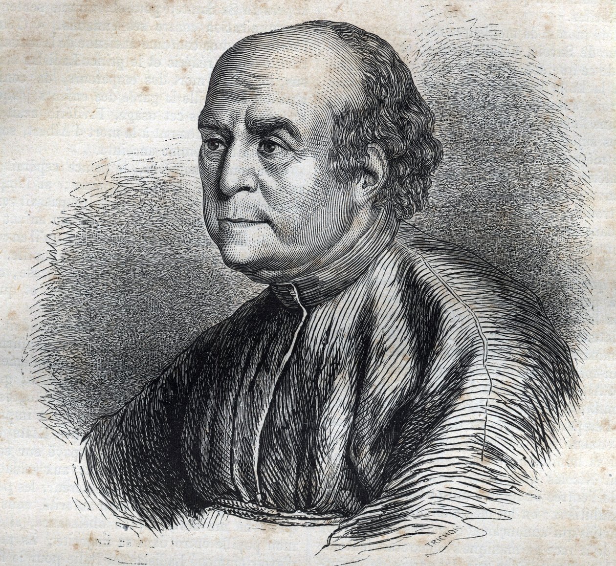Portrett av pave Nicholas V (1398-1455) Gravering i "Pavenes historie" (...) Dronningkongens og keiseres forbrytelser gjennom århundrene" av Maurice Lachatre av French School
