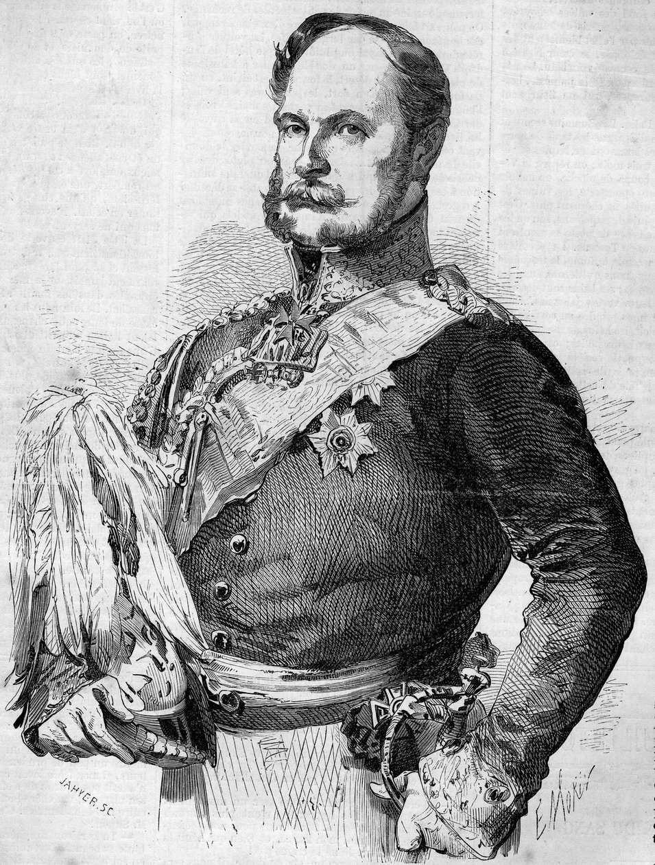 Portrett av prins Frederic Guillaume Louis (1797-1888), fremtidig William I, konge av Preussen og keiser av Tyskland. Gravering i "" Le Monde Illustré"" nr. 30 av 7. november 1857. av French School