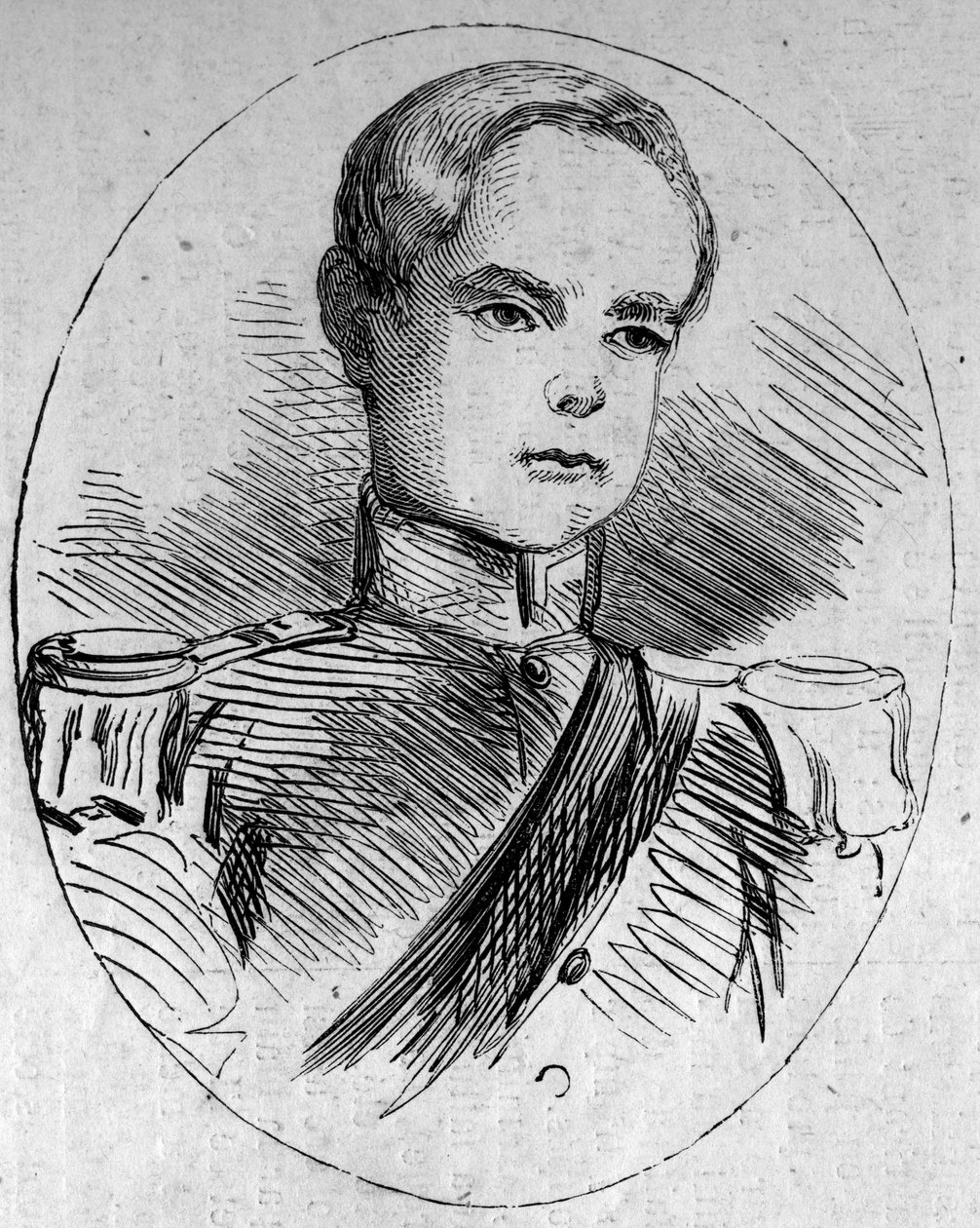 Portrett av prins Humbert (1844-1900), fremtidig konge av Italia under navnet Humbert I (Umberto I). Gravering i “” Le Monde Illustré”” nr. 95 av 5. februar 1859. av French School
