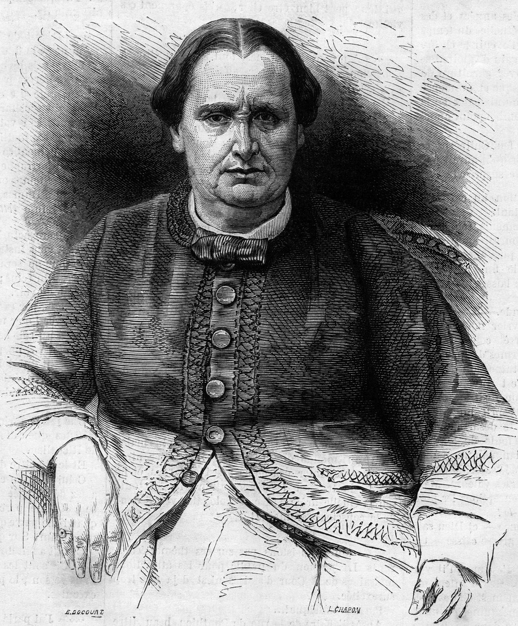 Portrett av prinsesse Elisa Napoleone Baciocchi (1806-1869), niese av Napoleon I. Gravering i "" Le Monde Illustré"" nr. 618 av 13. februar 1869. av French School