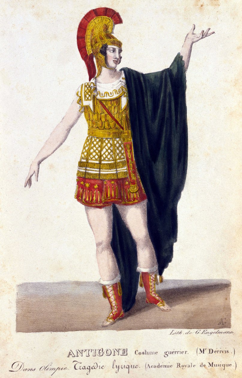 Portrett av Prosper Derivis (1808-1880) i rollen som Antigone i den lyriske tragedien "Olympia" av Gaspare Spontini (1774 - 1851) italiensk komponist. av French School