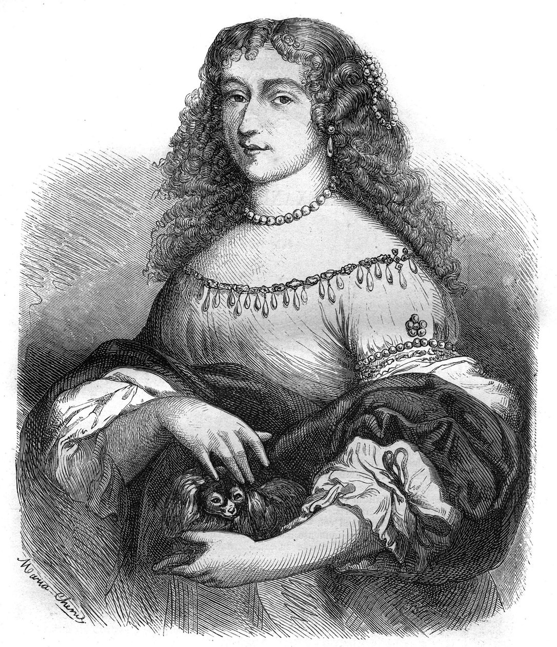 Portrett av dronning Christine av Sverige (Kristina Vasa av French School