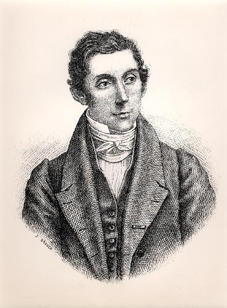Portrett av Rene Caillie (1799-1838) (gravering) (s/hvitt foto) av French School