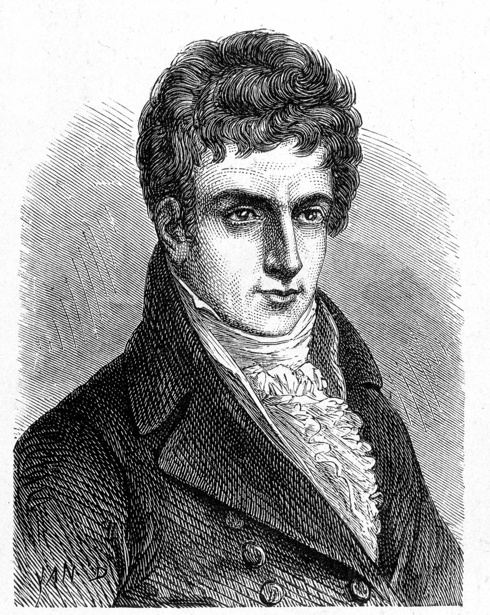 Portrett av Robert Fulton (1765 - 1815), amerikansk mekaniker som bygde den første propellubåten - i "Album of Science; berømte vitenskapsmenn; Store funn""" 1896. av French School