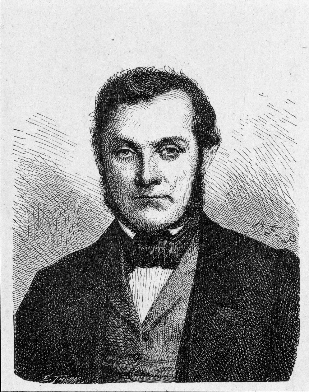 Portrait of Robert Wilhelm Bunsen (1811 - 1899). German chemist.- in “” Album of Science; illustrious scientists; Great discoveries””” 1896. av French School