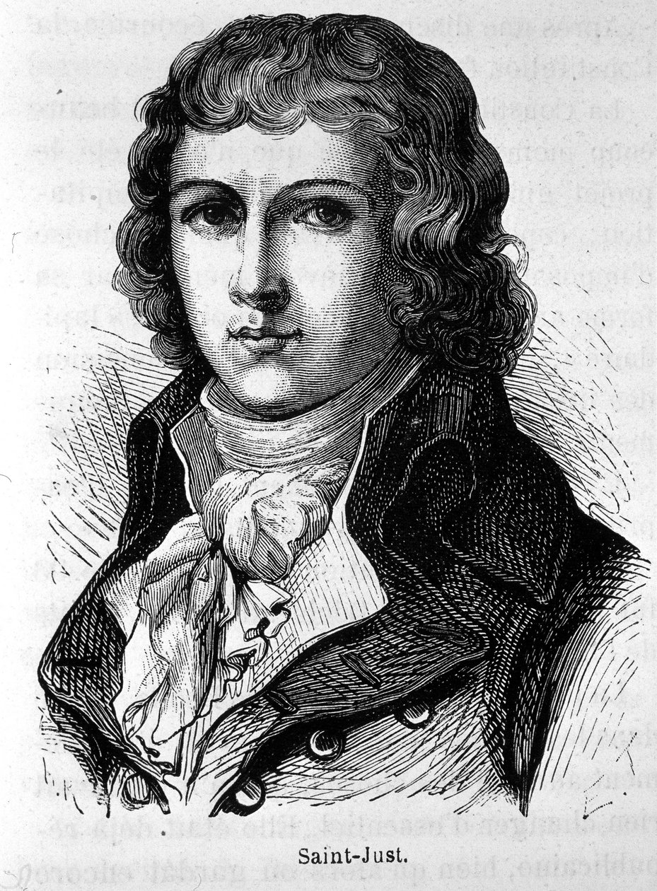 Portrett av Saint-Just (1767 - 1794) - i "" The History of France"" av Henri Martin av French School
