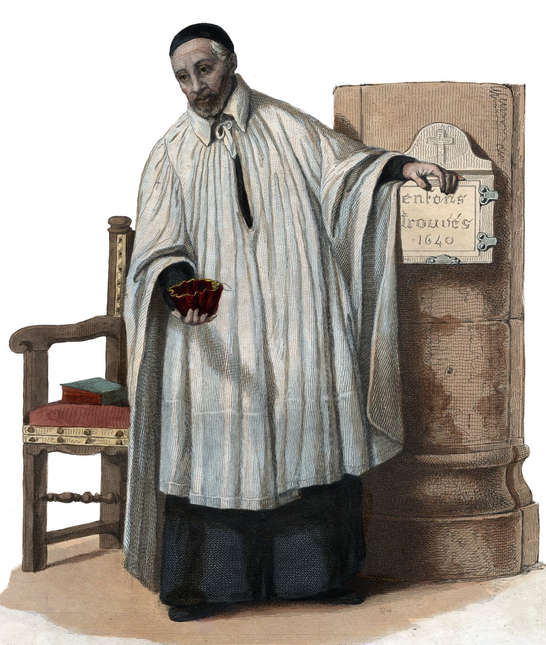 Portrett av Saint (St.) Vincent de Paul (1581-1660), prest i den katolske kirke. av French School