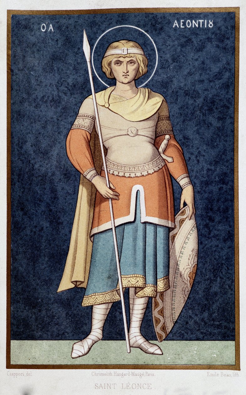 Portrett av Saint Leonce etter gresk mosaikk 11 av French School