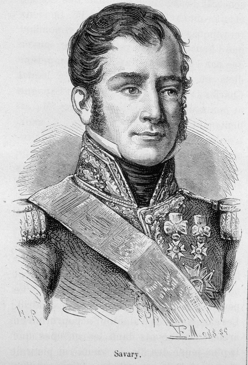 Portrett av Savary, hertugen av Rovigo (1808), fransk general og politiker (1774 - 1833) - i "" The History of France"" av Henri Martin av French School