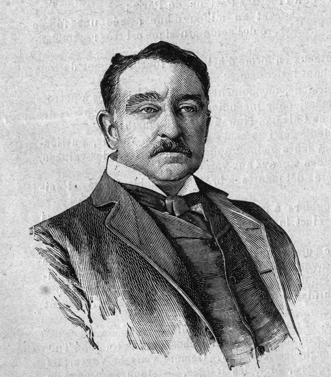 Portrett av Sir Cecil Rhodes (1853-1902), engelsk guvernør i kolonien Cape Town i Sør-Afrika (Transvaal). Gravering i «La gazette du dimanche»» av 16. januar av French School