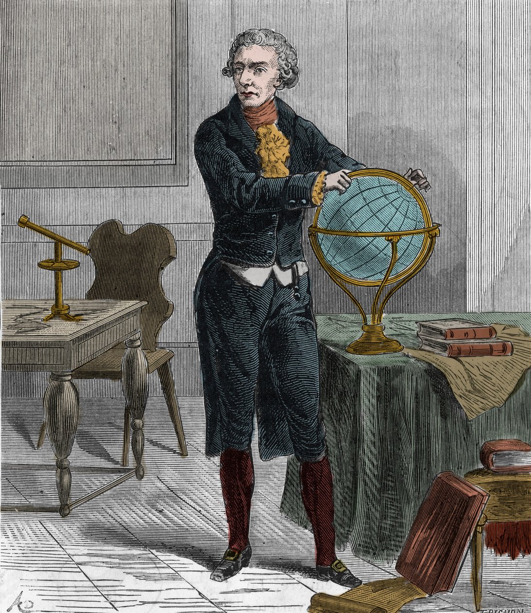 Portrett av Sir Friedrich Wilhelm Herschel (1738-1822), britisk tysk astronom og fysiker - Portrett av William Herschel tyskfødt britisk astronom - Gravering i "" Vitenskaper tilgjengelig for alle - populær fysikk og kjemi"" av Alexis Clerc - av French School