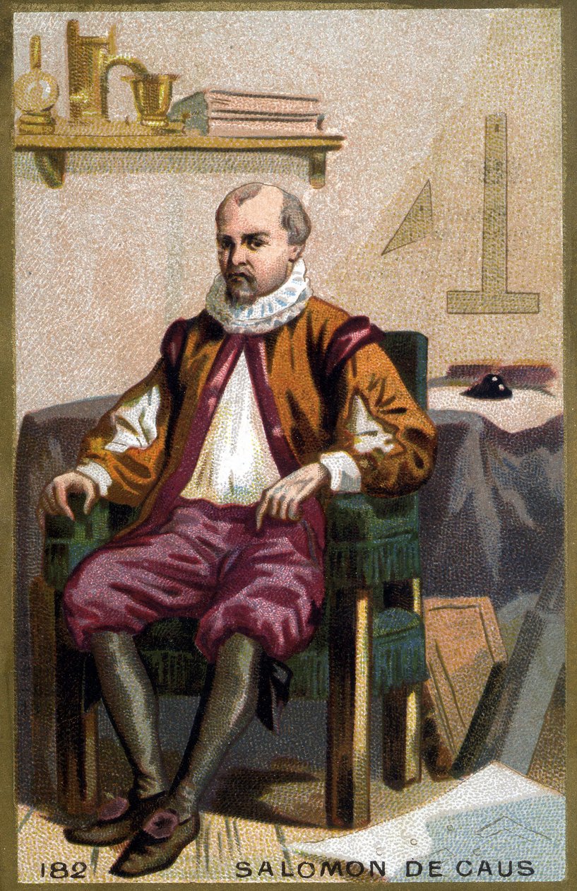 Portrait of Solomon de Caus (1576-1626). Chromolithography of the late 19th century. av French School