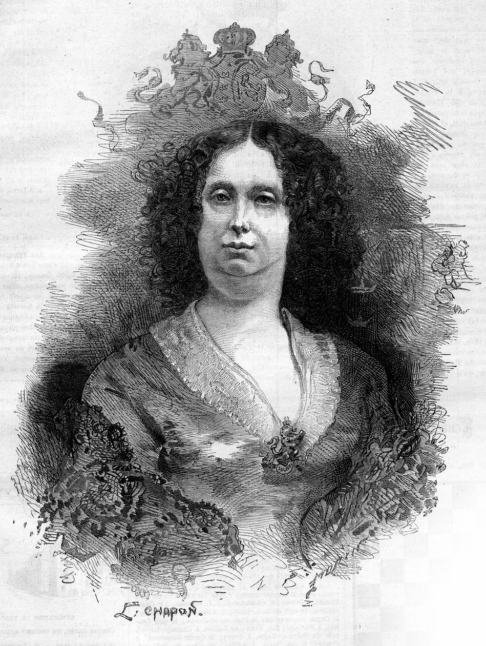 Portrett av Sophie Frederique Mathilde av Württemberg (1818-1877), dronning av Holland. Gravering i "" Le Monde Illustré"" n°1053 av 16. juni 1877. av French School