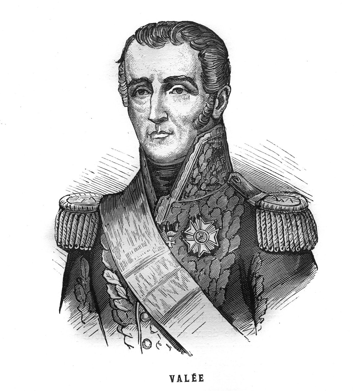 Portrett av Sylvain Charles, grev Valee (1773-1846), marskalk av Frankrike. Gravering i «Les Illustrations De L