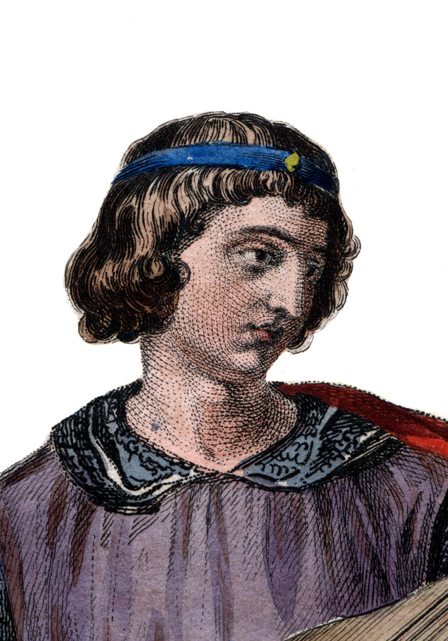Portrett av Theobald I (1201-1253), greve av Champagne (som Theobald IV) fra fødselen og konge av Navarra fra 1234. av French School