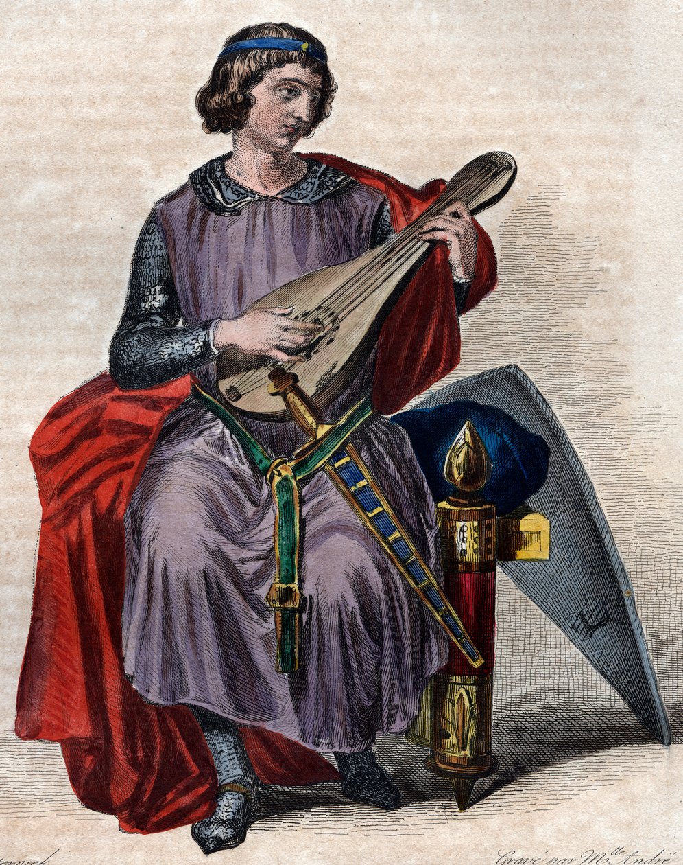 Portrett av Theobald I (1201-1253), greve av Champagne (som Theobald IV) fra fødselen og konge av Navarra fra 1234. av French School