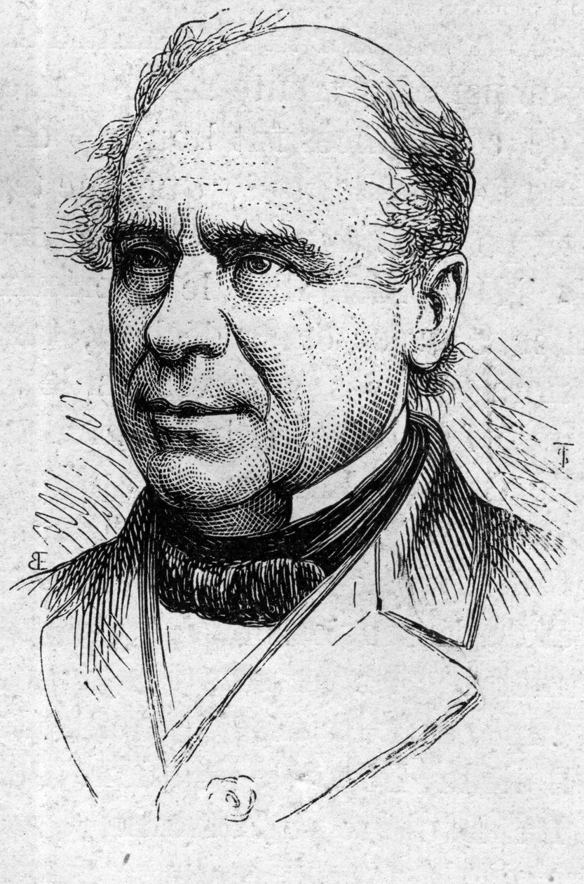 Portrait of Ustazade Silvestre de Sacy (1801-1879), French literary critic and academician. Engraving in “” Le Monde Illustré”” n°883 of 14 March 1874. av French School