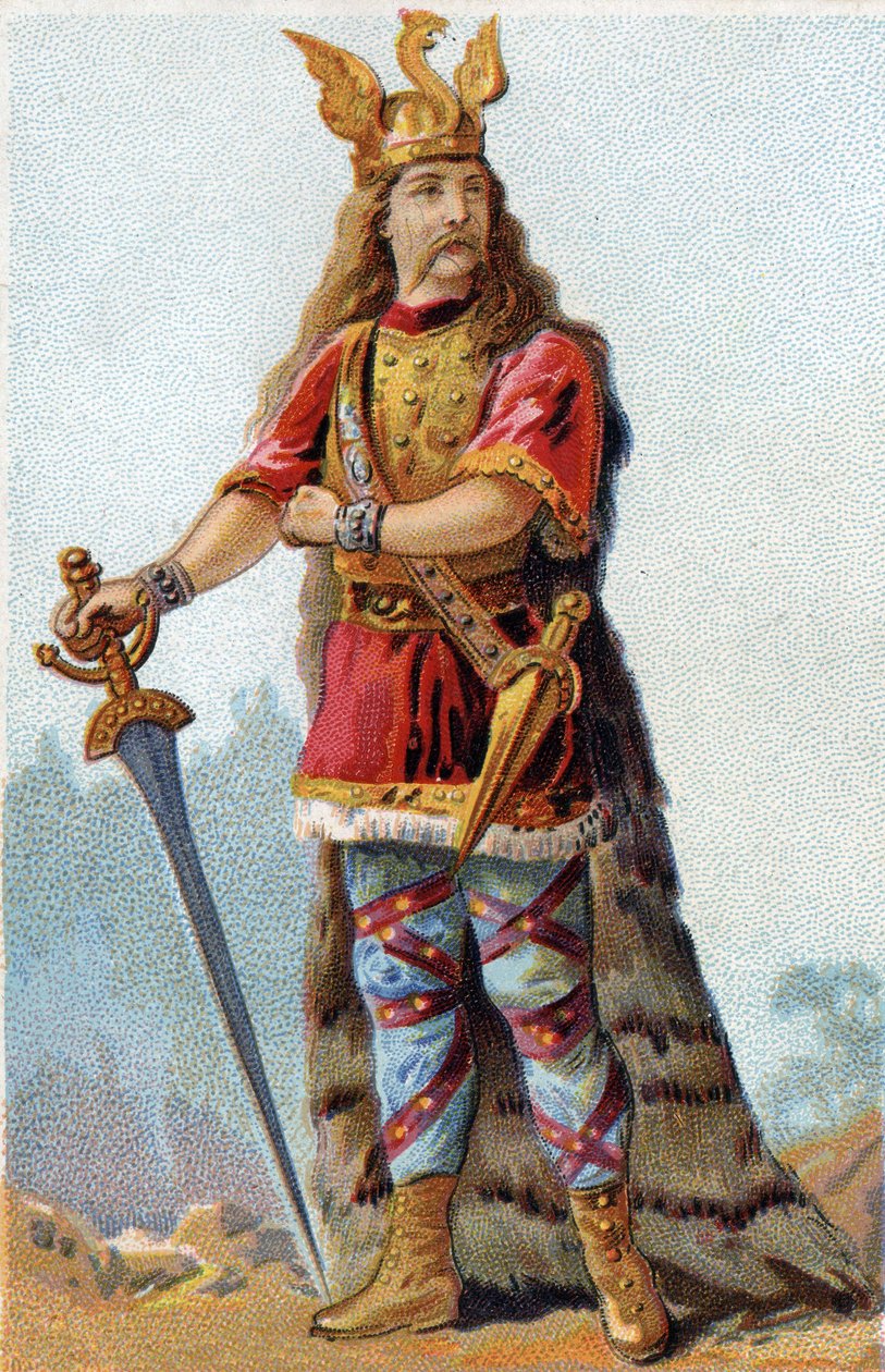 Portrett av Vercingetorix (72-46 f.Kr.), gallernes konge. Kromolitografi rundt 1890. av French School