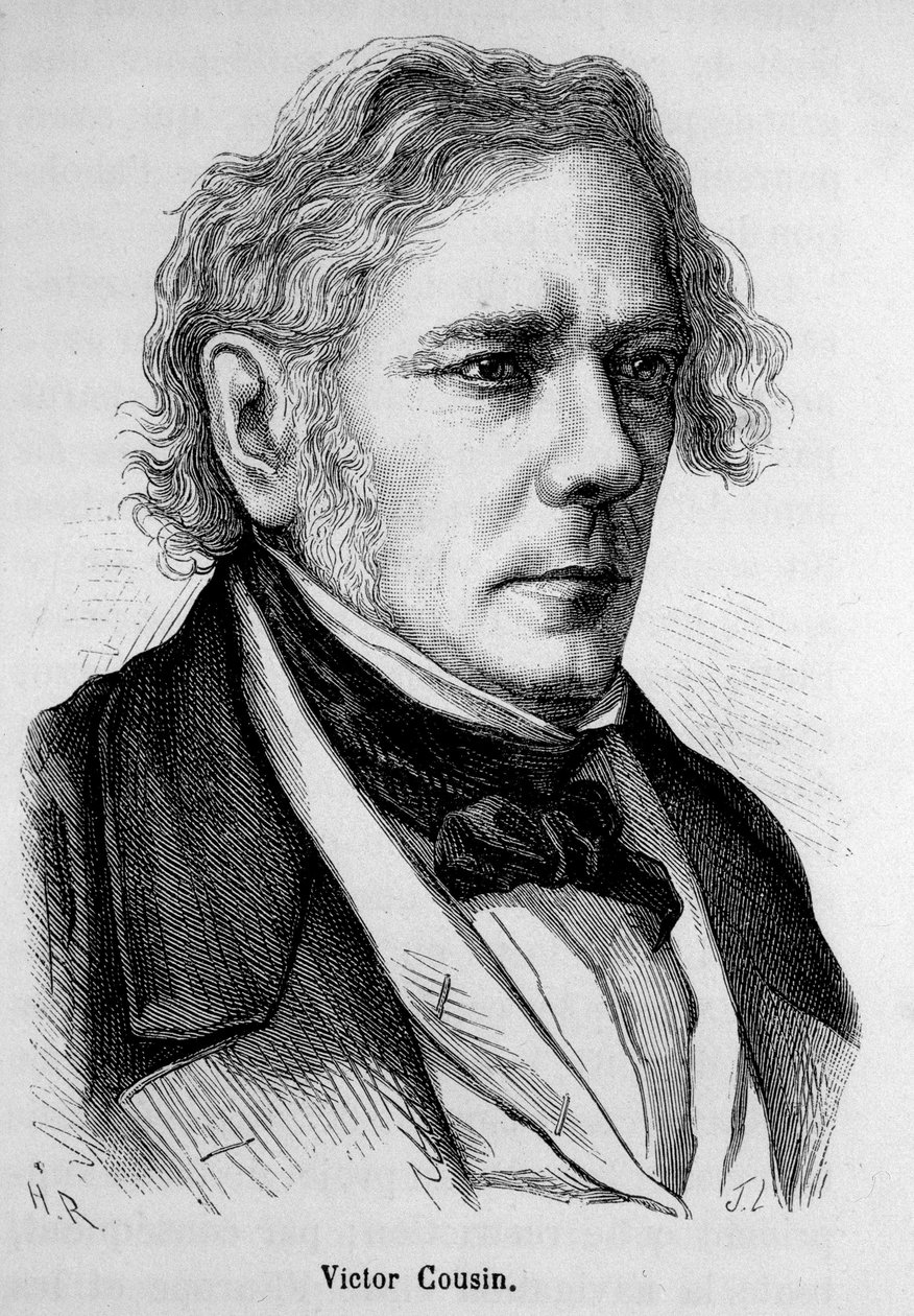 Portrett av Victor Cousin (1792 - 1867), fransk filosof - i "" L'Histoire de France "" av Henri Martin av French School