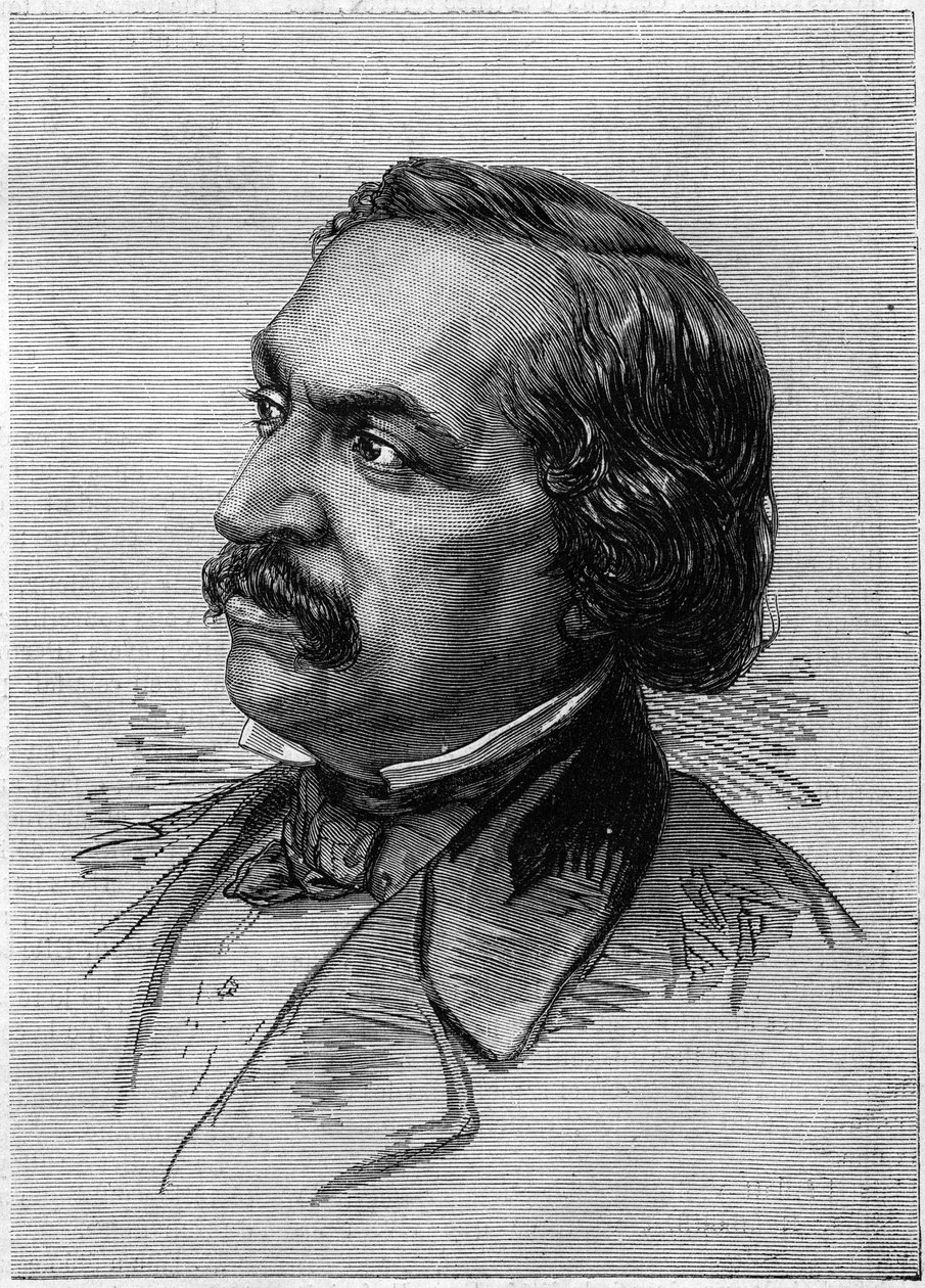 Portrett av Victor Sejour (1816) -1874), fransktalende amerikansk dramatisk forfatter. Gravering i "" Le Monde Illustré"" nr. 912 av 3. oktober av French School