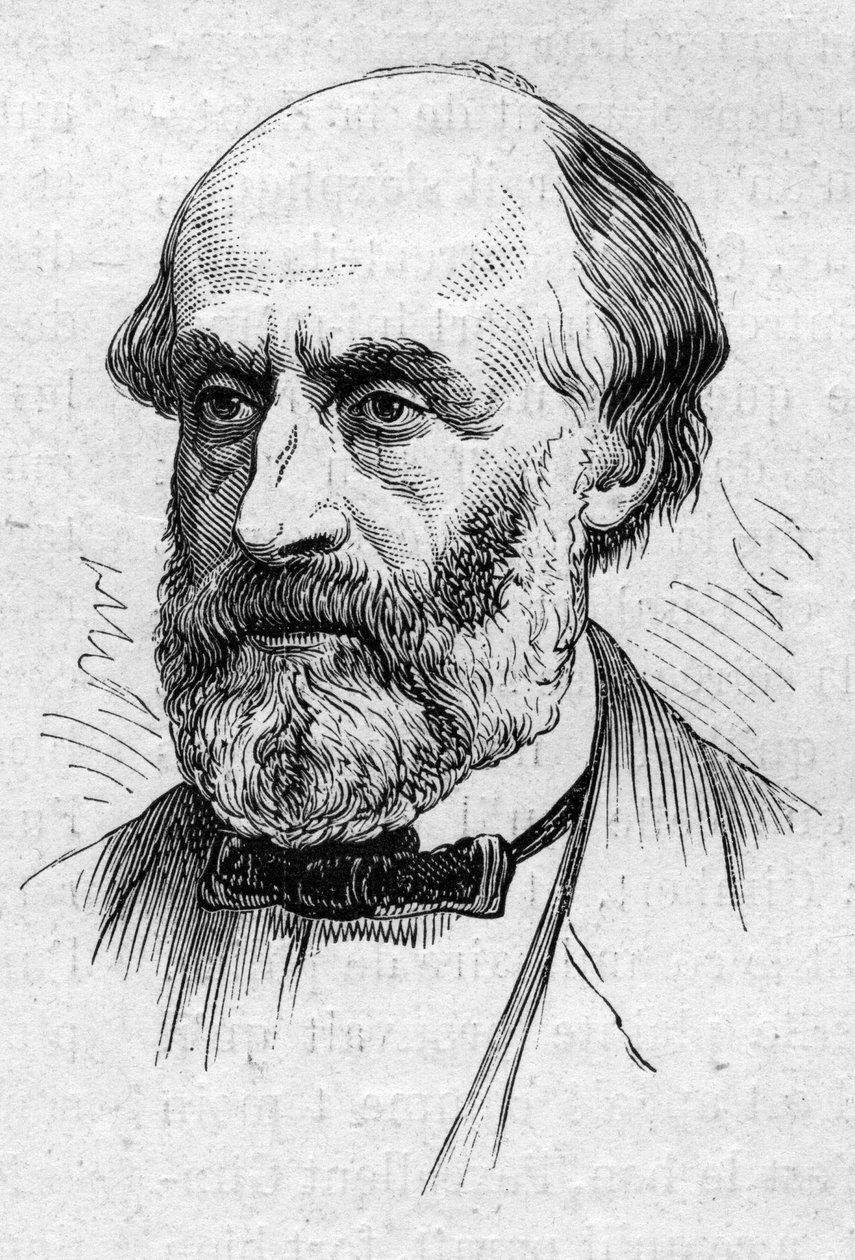 Portrett av Victor de Laprade (1812-1883), fransk poet og akademiker. Gravering i "" Le Monde Illustré"" nr. 883 av 14. mars 1874. av French School
