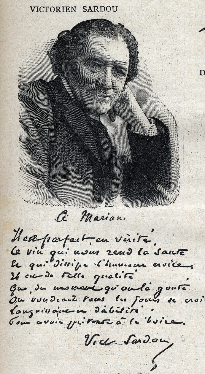 Portrait of Victorian Sardou (1831-1908), playwright, in "Le Petit Parisien”” av French School