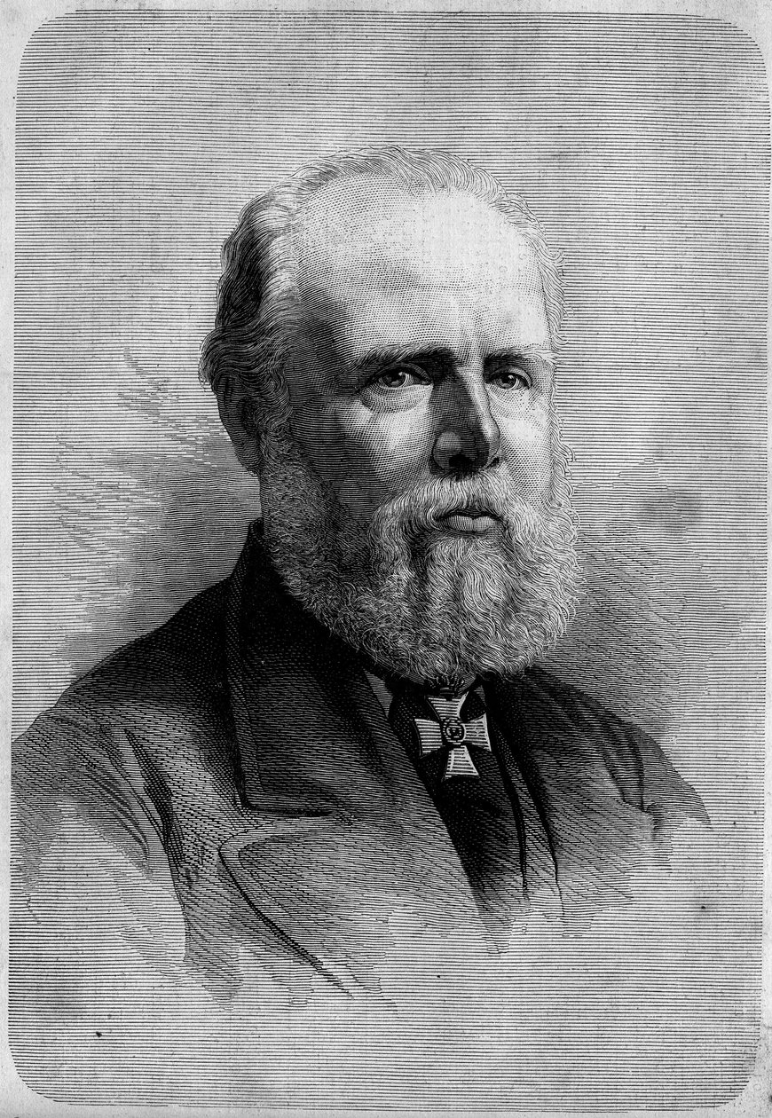 Portrett av Vilhelm III (1817-1890), konge av Holland. Gravering i "" Le Monde Illustré"" nr. 1139 av 25. januar av French School