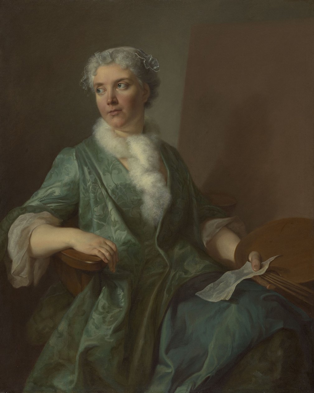 Portrait of a Woman Artist, ca. 1735 (olje på lerret) av French School