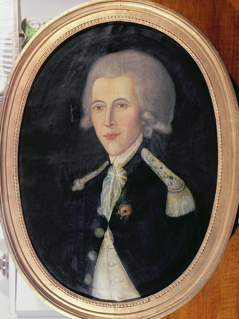 Portrett av en ukjent løytnant stasjonert i det franske territoriet Santo Domingo, sent på 1700-tallet av French School