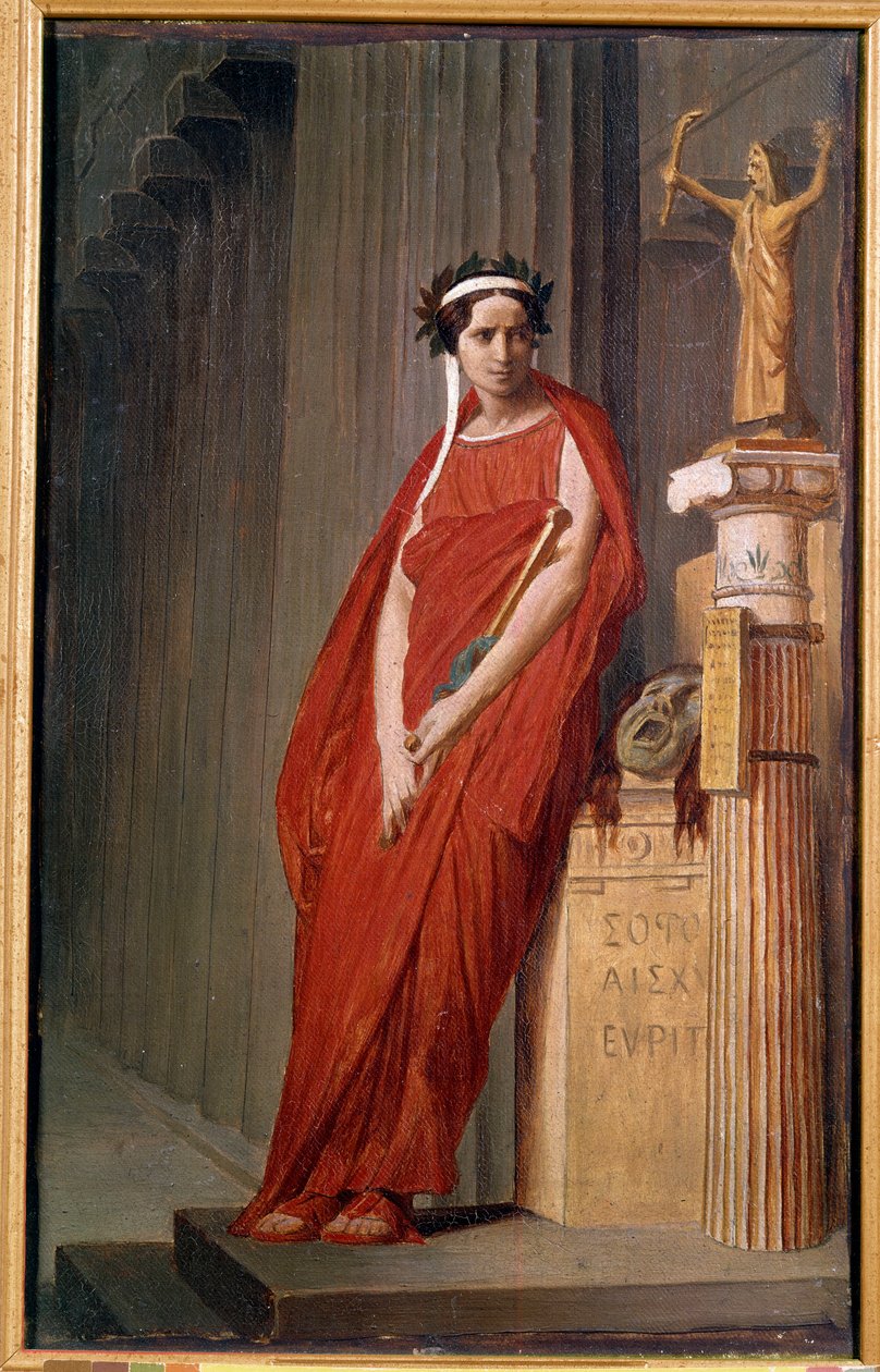 Portrett av komiker Elisabeth Felix kalt Mademoiselle Rachel (1821-1858) legemliggjør tragedien Painting de l