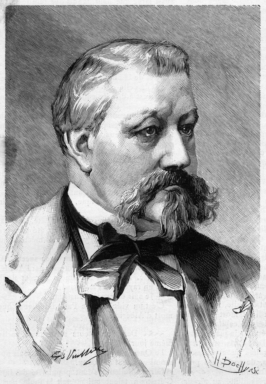 Portrait of journalist and novelist Alberic Second decede in 1887, in Le Monde Illustré. av French School