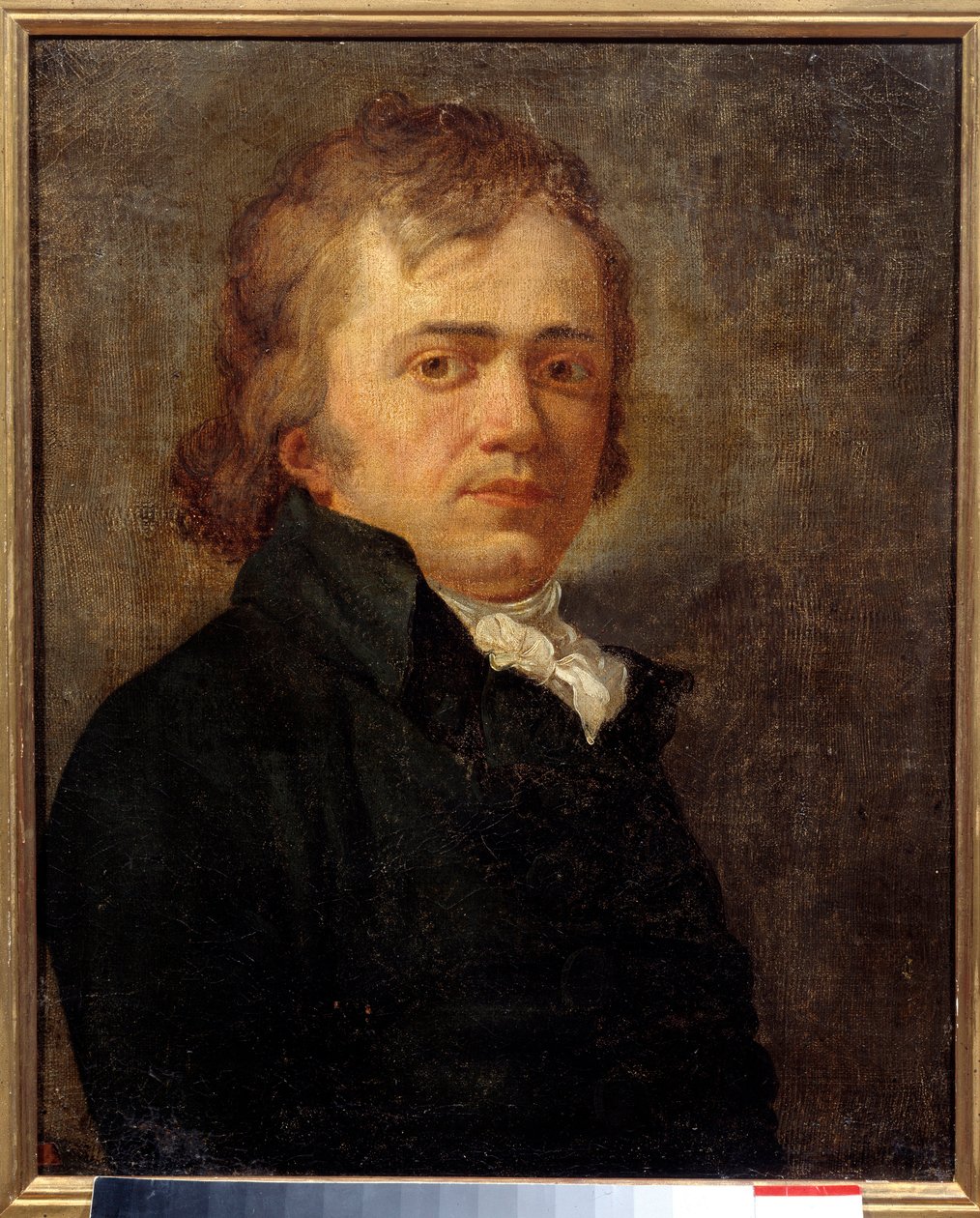Portrett av mann en gang identifisert som Andre Chenier (1762-1794), fransk royalistisk poet. Anonymt fransk maleri av French School