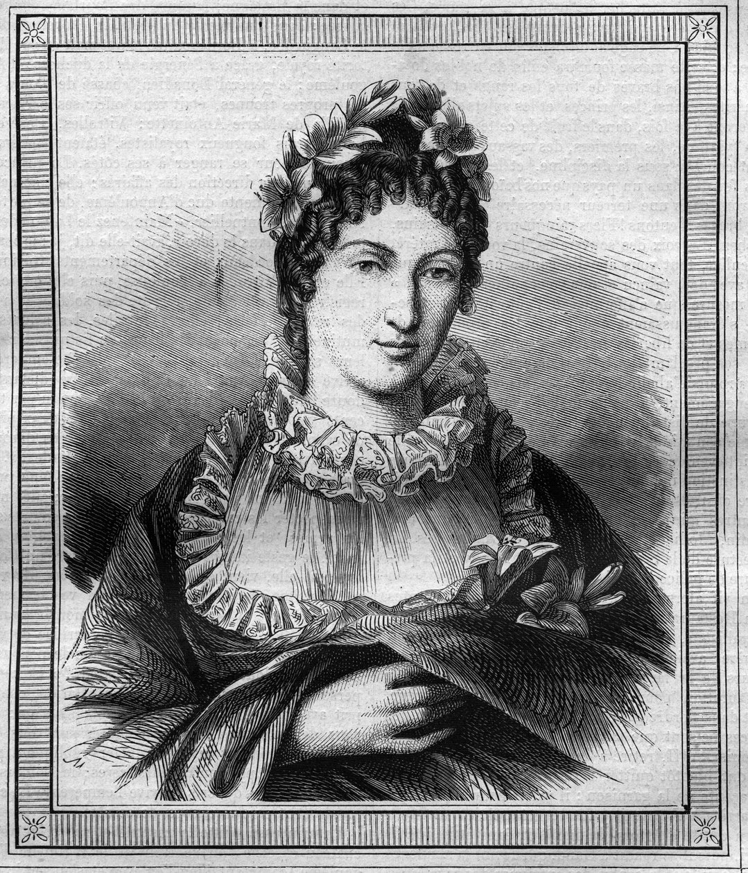 Portrett av hertuginnen av Angouleme Marie Therese Charlotte av Frankrike kjent som Madame Royale (1778-1851) Gravering i "Histoire des Papes-Kings-Queen and Emperors through the Centuries" av Maurice Lachatre av French School