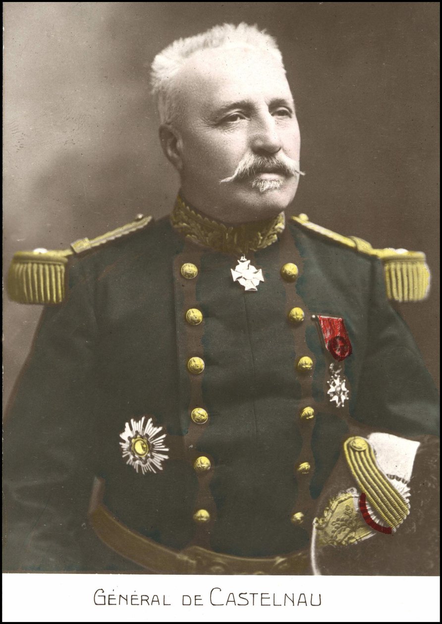 Portrett av den franske generalen Noel Edouard de Curieres de Castelnau (1851-1944). sd postkort fra 1900-tallet. av French School
