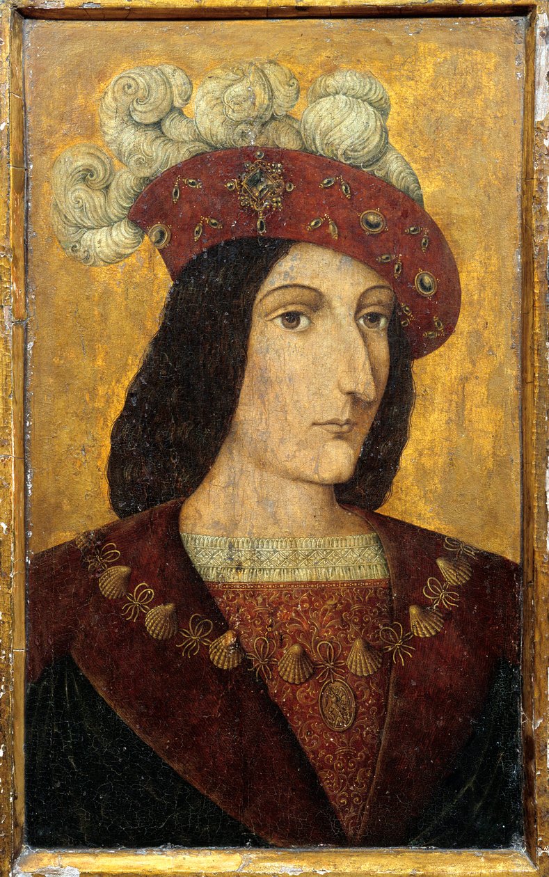 Portrett av kongen av Frankrike Charles VIII (1470-1498) Maleri på tre av den franske skolen. Chateau de Langeais fra 1400-tallet av French School