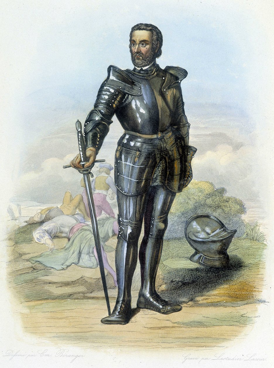 Portrett av ridderen Bayard (1475-1524) - i "Le Plutarch francais", red. Mennechet av French School