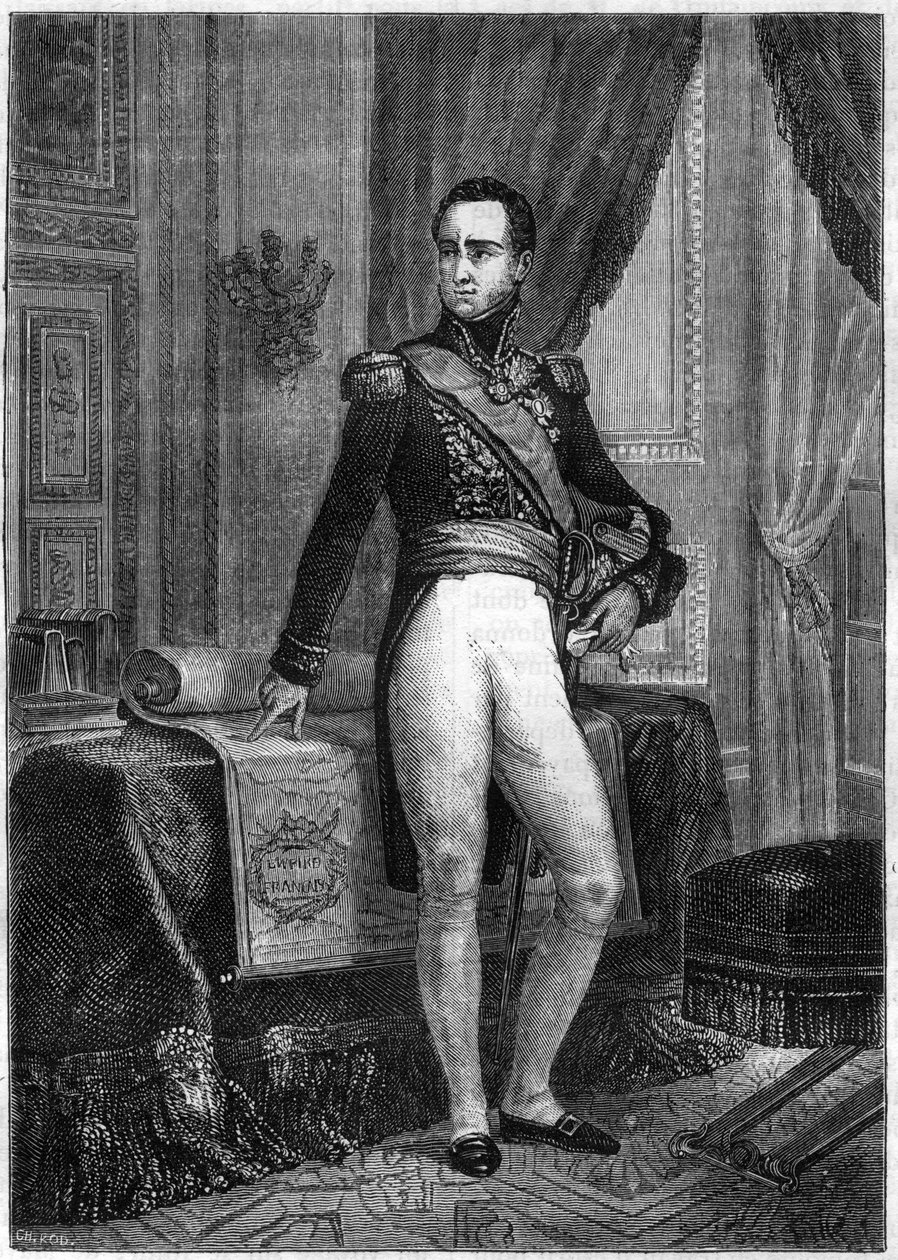 Portrett av Marquis de Caulaincourt (1773-1827), hertug av Vicenza (Vicenza), fransk general og diplomat - i "Imperiets historie etter konsulatets historie"" av Adolphe Thiers - 1879 - privat samling av French School