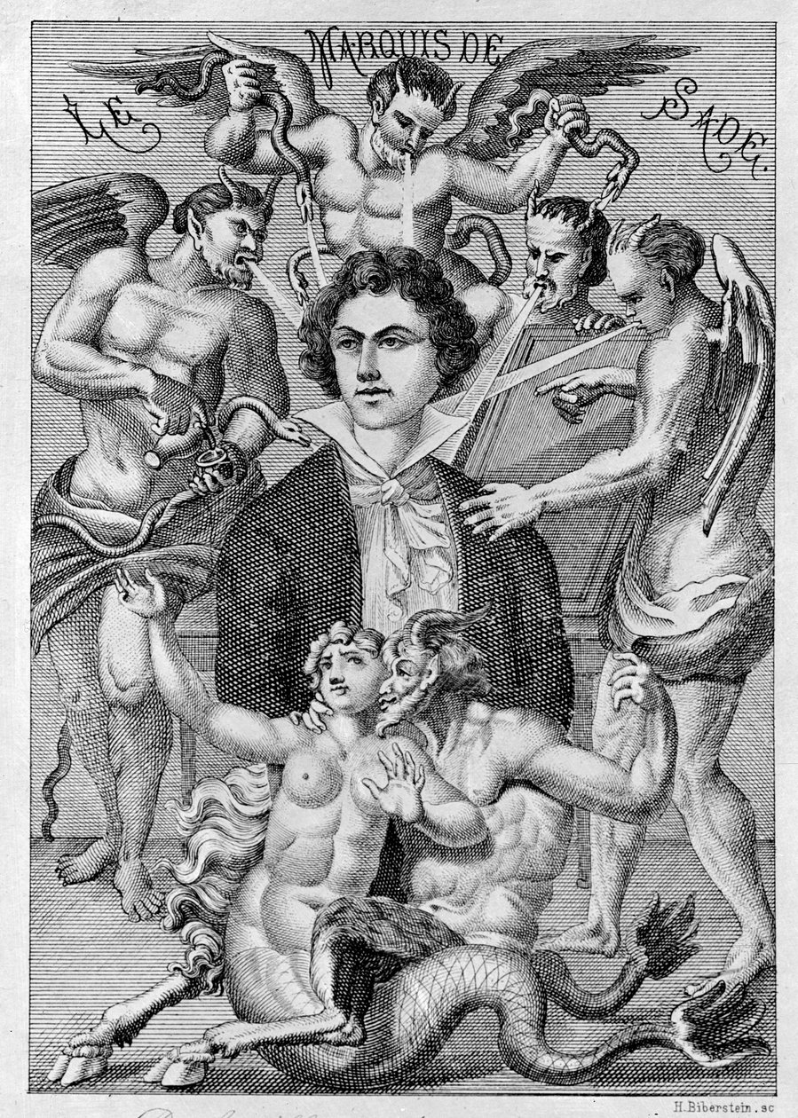 Portrett av Marquis de Sade, frontispice av 