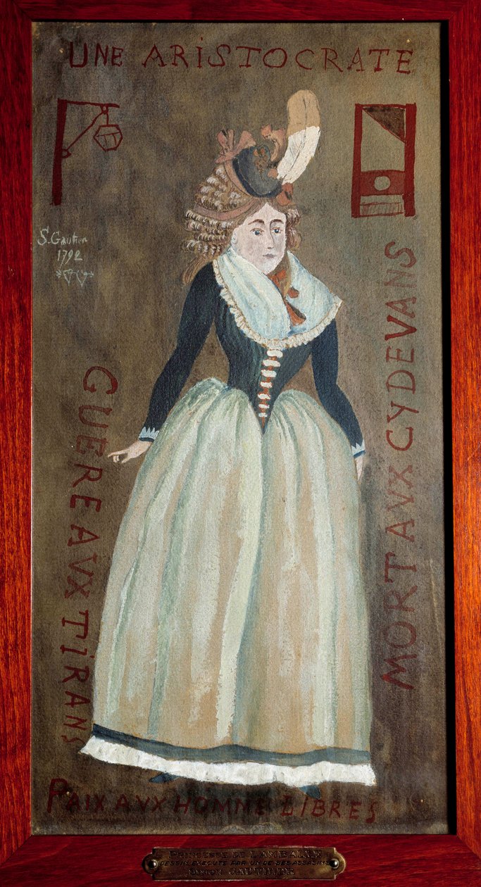 Portrett av prinsessen av Lamballe (1749-1792) (Marie-Therese Louise de Savoie-Carignan) malt av en av leiemorderne hennes. 1792 Paris, Prefecture de Police av French School
