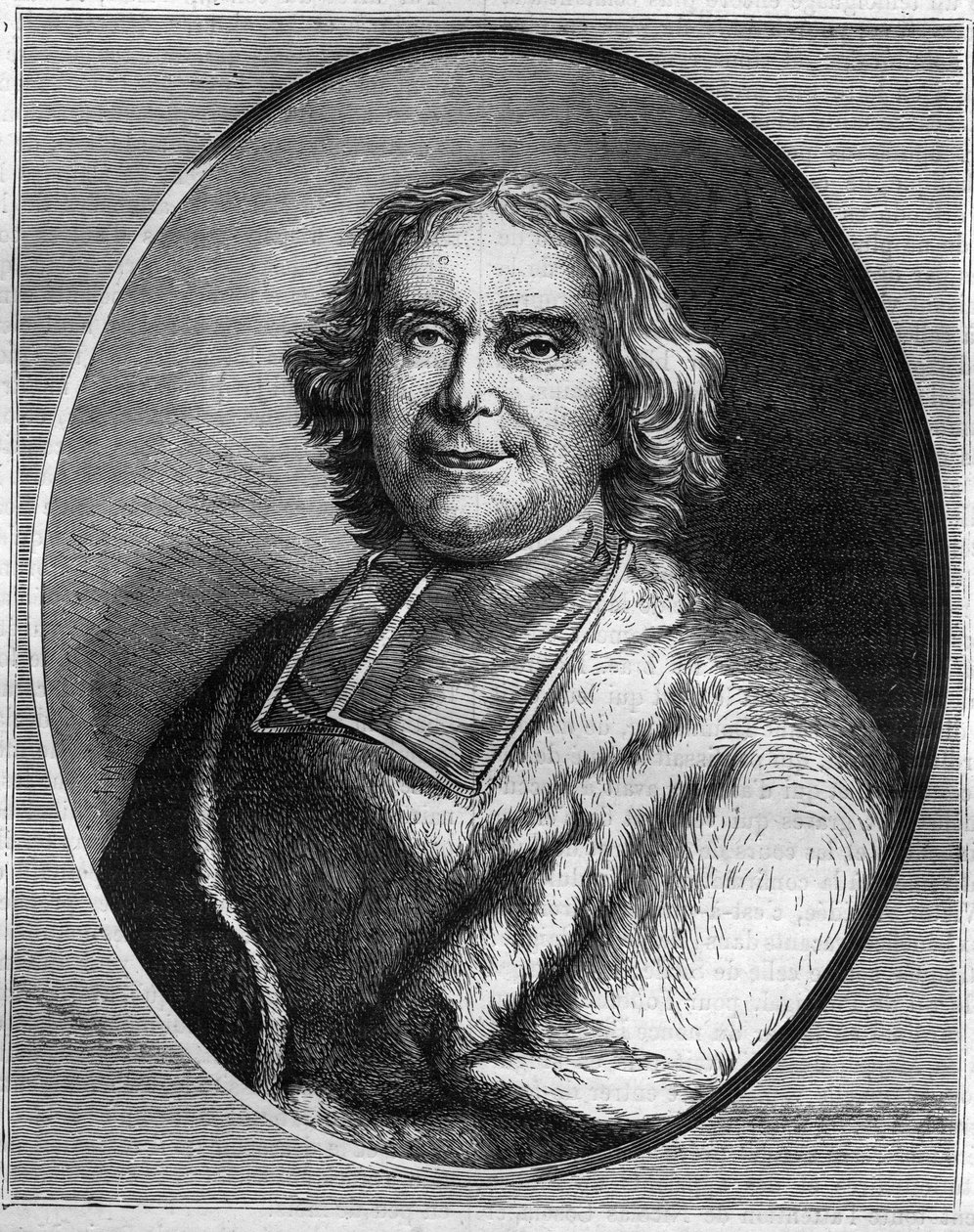 Portrett av kardinalen til Andre Hercule de Fleury (1653-1743), kardinal, statsminister i Louis XV. Gravering i "Historien om pavene-kongene-dronninger og keisere gjennom århundrene"" av Maurice Lachatre av French School